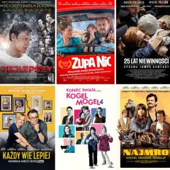 Kolekcja popularne filmy: "Na noże", "Najlepszy", "Zupa nic", "25 lat niewinności", "Powodzenia Leo Grande", "Psy", "Bogów i sztuki kochania", "Koniec świata czyli Kogel Mogel 4", "Najmro", "Igrzyska śmierci".