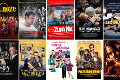 Kolekcja popularne filmy: "Na noże", "Najlepszy", "Zupa nic", "25 lat niewinności", "Powodzenia Leo Grande", "Psy", "Bogów i sztuki kochania", "Koniec świata czyli Kogel Mogel 4", "Najmro", "Igrzyska śmierci".